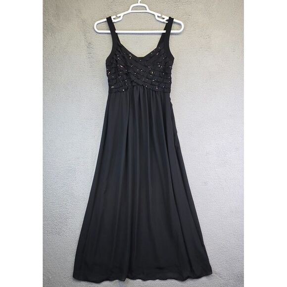 Vintage Robbie Bee Dress Women 8 Whimsigoth Fairy Grunge Black Maxi Chiffon Prom - Picture 1 of 15